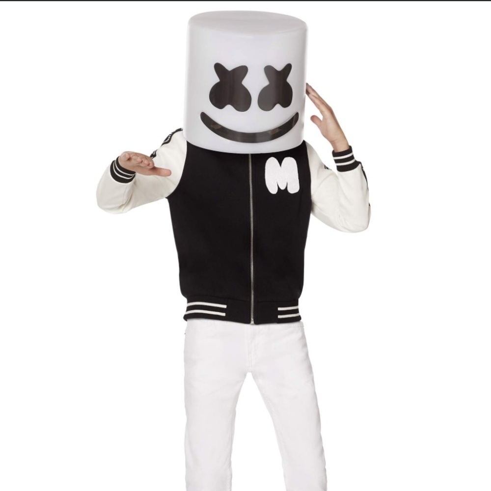 DJ Marshmello Youth Teen Letterman Jacket Black White